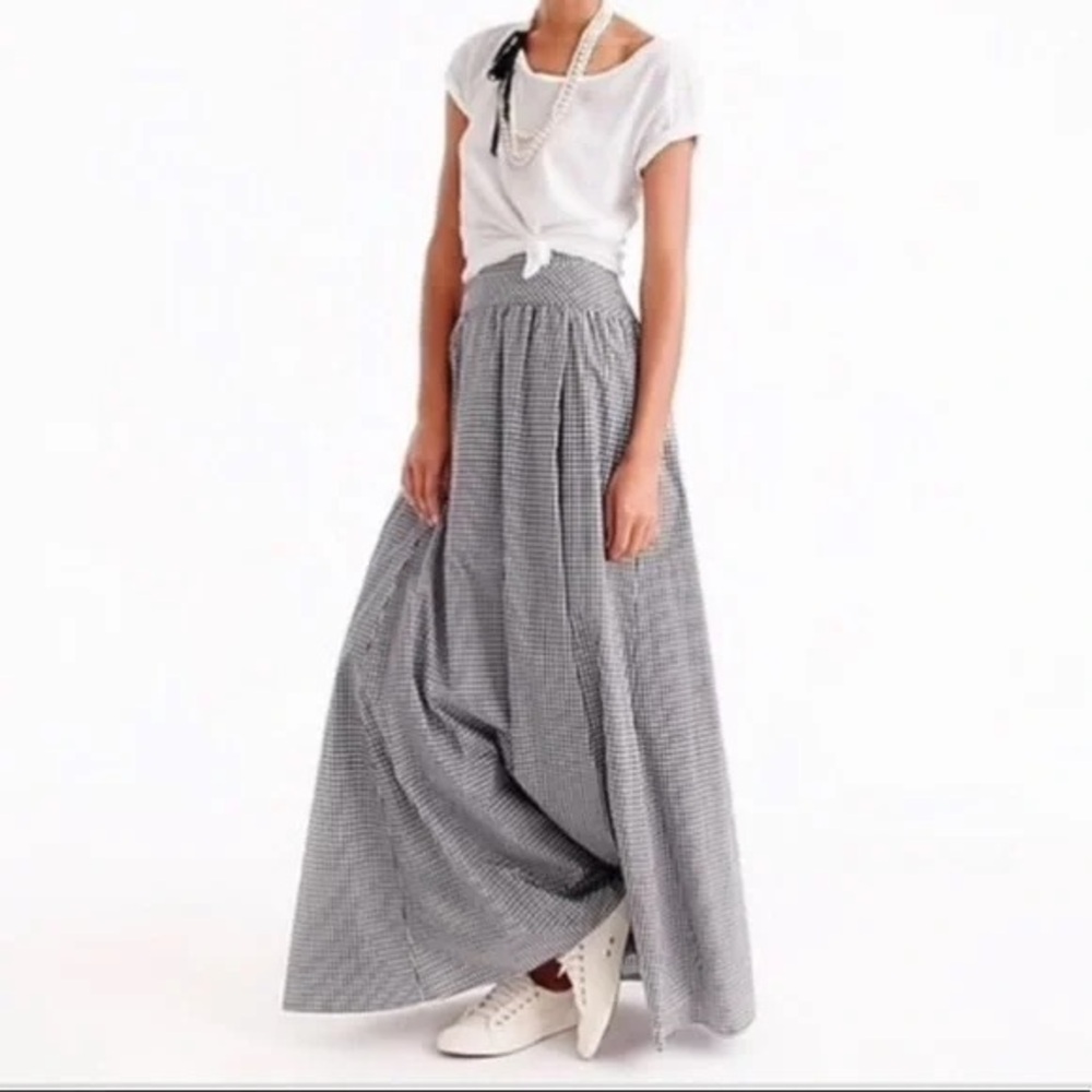 NWT J. Crew Ball Maxi Black White Gingham Tulle Skirt sz 6